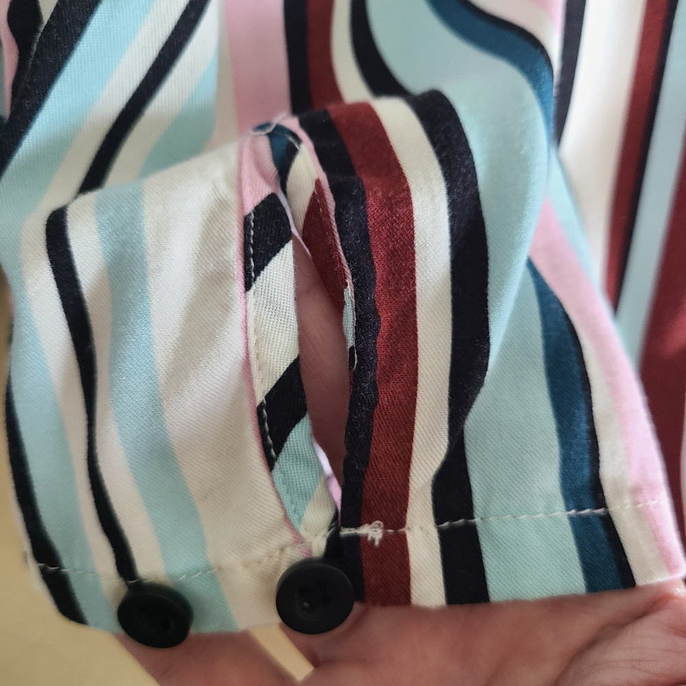 Torrid Midi Preppy Shirt Dress SZ US 10 M / L Resort Challis Button Front Stripe - Picture 11 of 14